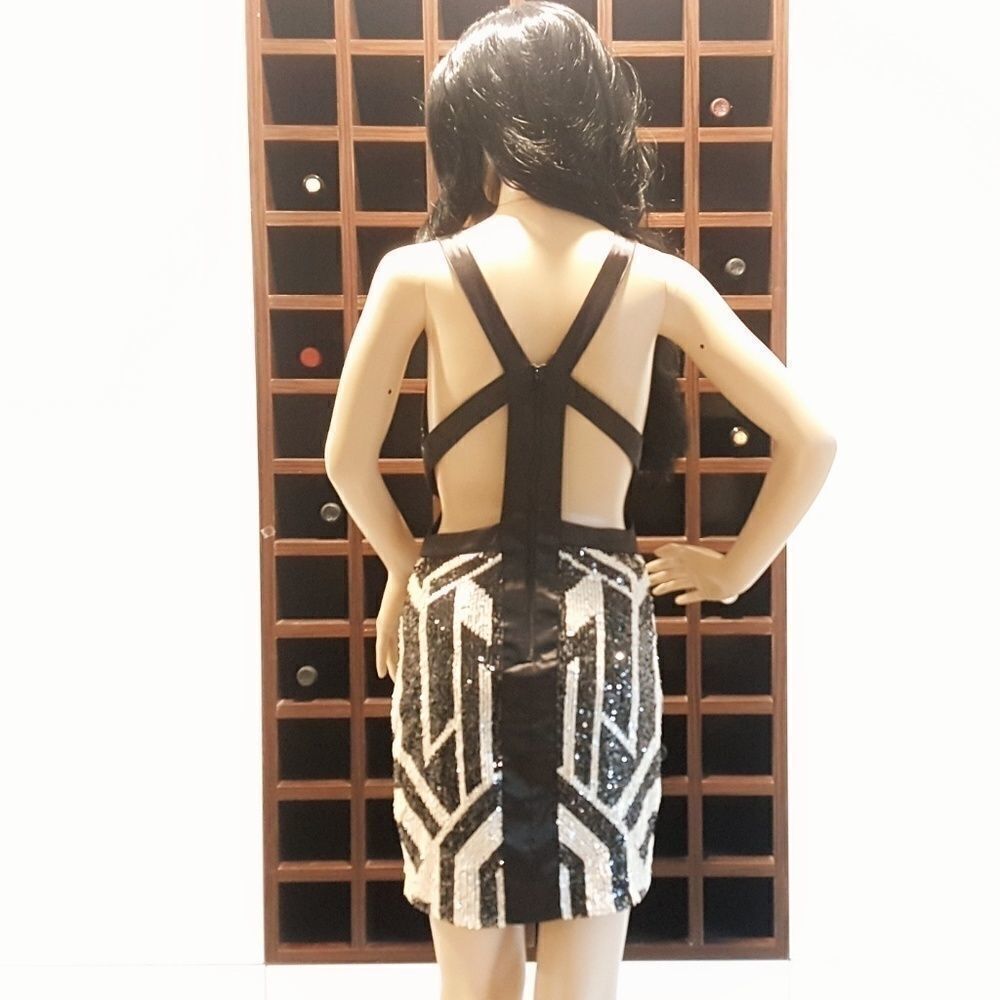 Bebe Rate Embellished Sequin Cut Out Mini Dress S/P